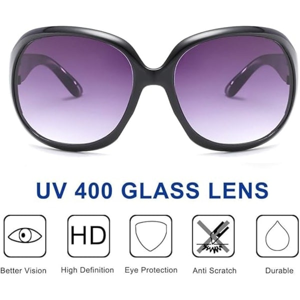 2 kpl aurinkolasit naisille ja miehille Vintage suuret kehykset naisten aurinkolasit UV400 aurinkolasit black Polarized