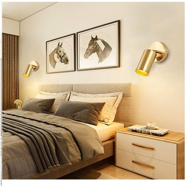 Kobberfarget soveromsvegglampe, moderne kreativ soverom retro