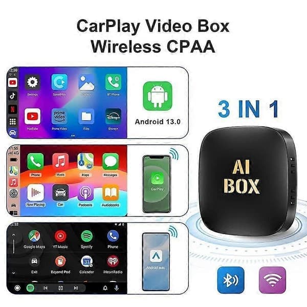 Android 13 Bil AI-boks Kablet til Trådløs Carplay & Android Auto-adapter Smart Ai-boks For Netflix Youtube Biltilbehør Intelligente Systemer 2GB 32GB