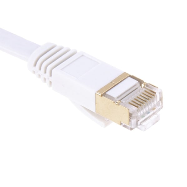 10m - Flat nettverkskabel Cat7 - Internett-kabel Hvit