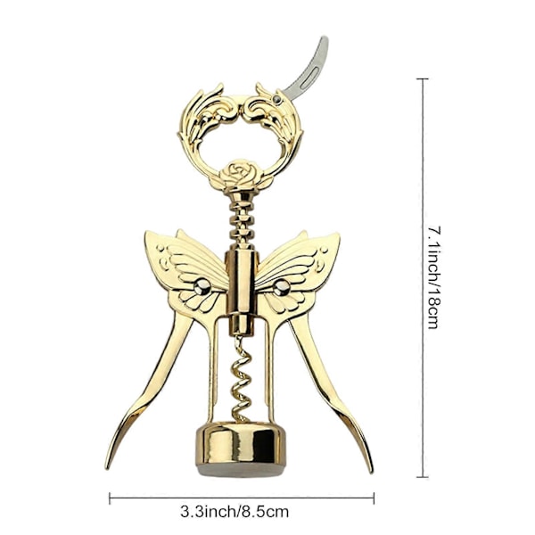 Vinflaskaöppnare Fjärilsvinge Multifunktionell Korkskruv för Kök Restaurang Chateau och Barer Bordsdekoration Golden