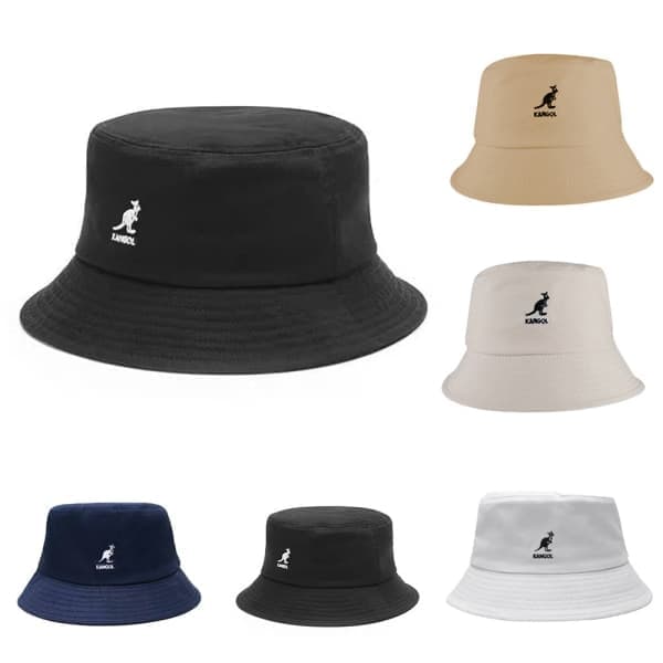 Klassisk Kangol Bermuda Vasket Fiskerhatt Bøttehatt Menn Kvinner Flate Bomullshatter Hodeplagg Svart
