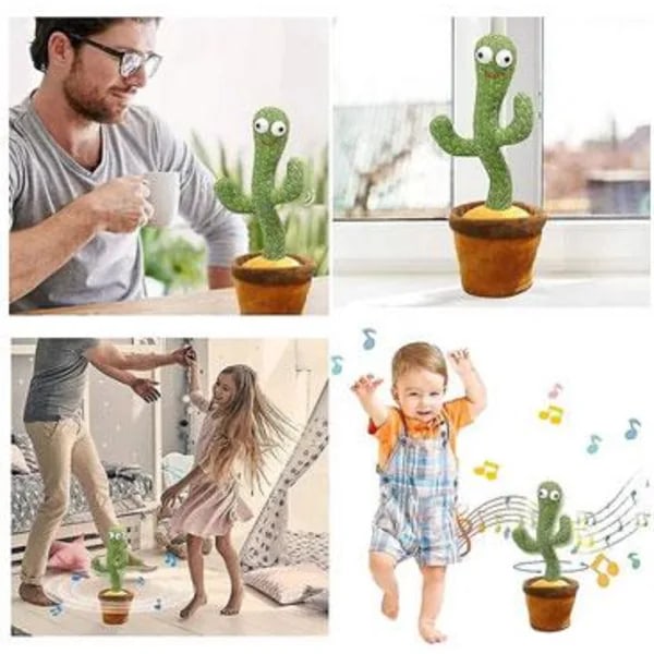 Dancing Cactus Talking Cactus Toy Repeater What You Say Grønn julegave til barn