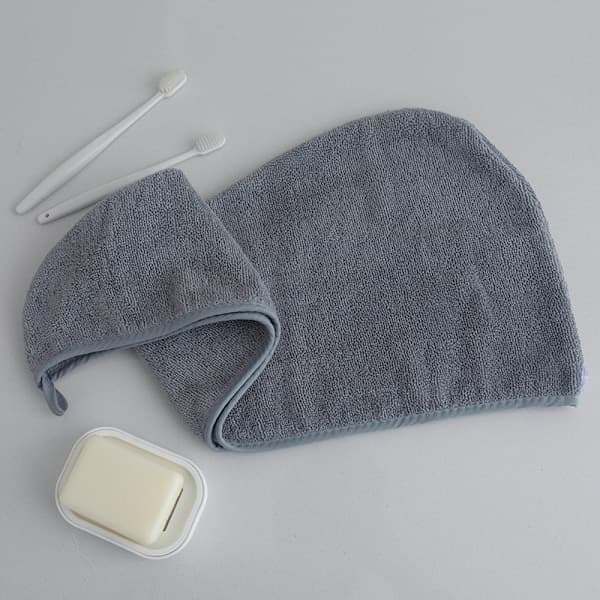 Hårtorkshanddukar, Handduk Bomull Mjuk Hårhandduk Hårinpackning Turbanhandduk Absorberande Hårmössa, Grå