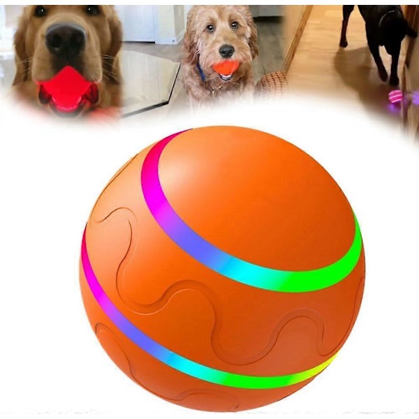 Rystende Vibrerende Bold Legetøj til Hund, Genopladelig Automatisk Bevægende Rystende Hundelegetøjsbold, Interaktiv Rullende Hundebold Legetøj med Lys Orange
