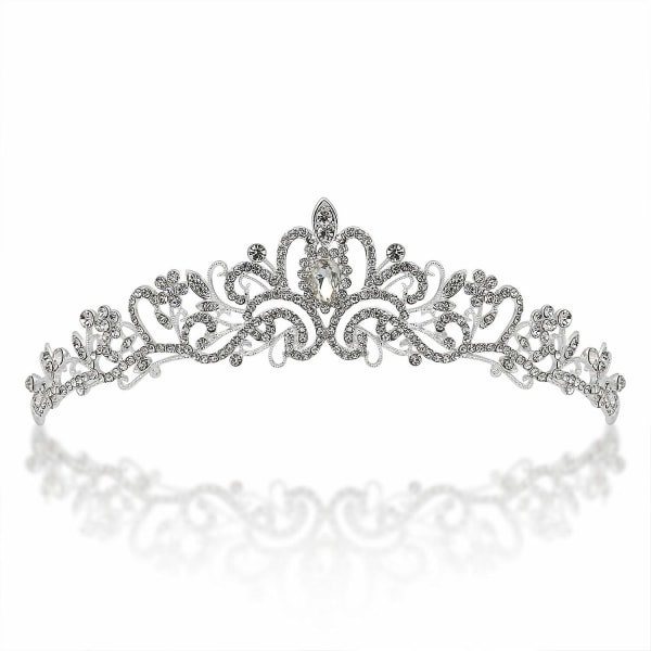 Kristalltiara Silver Crown Brud Prinsessa Strass Hår Smycken Dekor