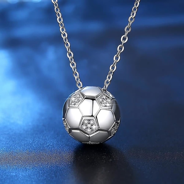 Mænds rustfrit stål fodbold vedhæng halskæde 3d fodbold fodbold hip hop sæt charme halskæde med nøglering fodbold fan gave til drenge mænd piger Titanium
