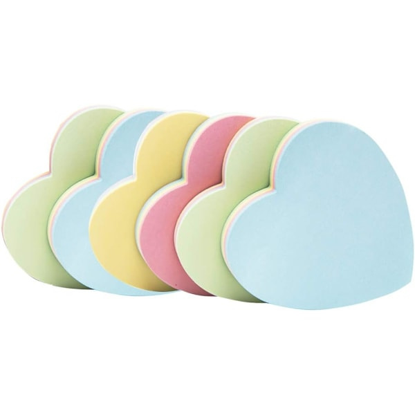 Hjerteformede Sticky Notes - Selvklæbende Post-it Notes Søde Blandede 4 Farver til Kontor/Hjem Bulk Salg 600 Ark Total