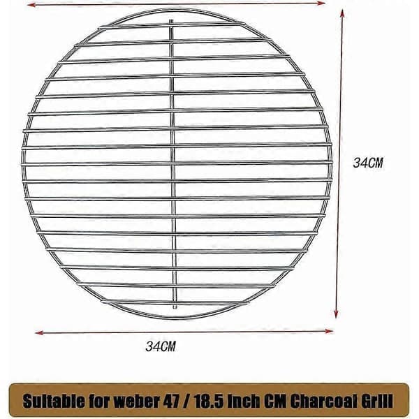 7440 34CM Grillrist, Forkromet Stål, Egnet til Weber 47CM Kulgrill