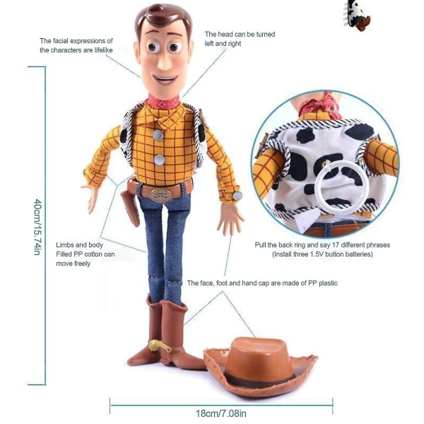 Toy Story Sheriff Woody Leke Flyttbar Karakter Cowboy Woody Leke