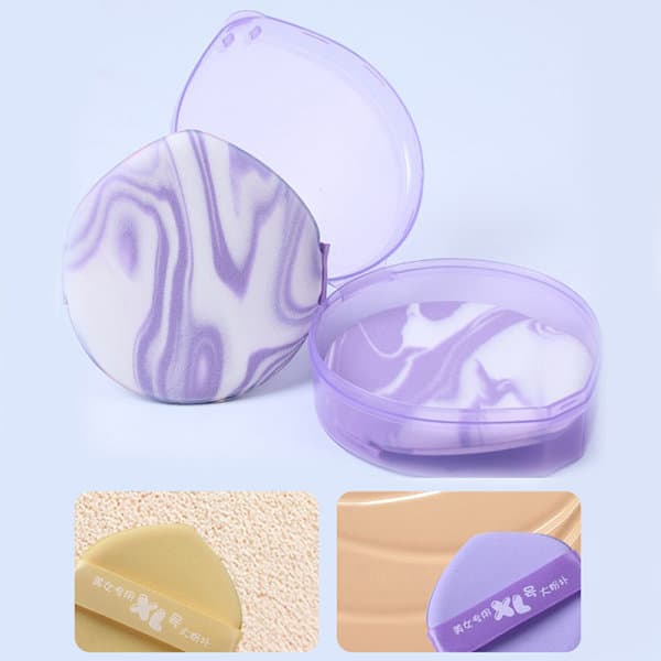 2 stk. Trekant Genanvendelig Pudder Pad PressedSoft Makeup Pudder P Lilla A