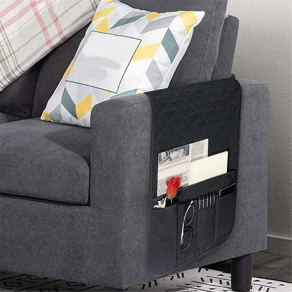 Sofa Armrest Organizer Fjernkontrollholder Ikke-Armlenestolholder for Sofa Recliner med 5 Lommer