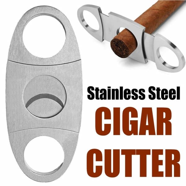 Cigarskærer med dobbelt guillotine rustfrit stål Sølv