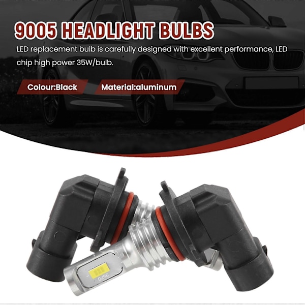9005 HB3 LED Strålkastarlampor Kit Helljus 35W 4000LM 6000K Vit Hög Effekt