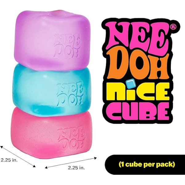 Schylling NeeDoh Nice Cube - Sensorisk klemmelegetøj med super fast klemning 3 stk (komplet sæt) 3 stk (komplet sæt) 3pc(complete set)