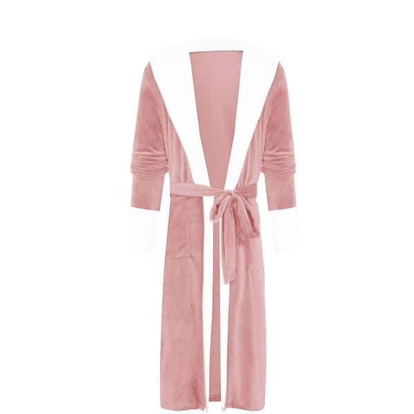 Vinterplysj badekåpe for kvinner med belte Rosa L Pink L