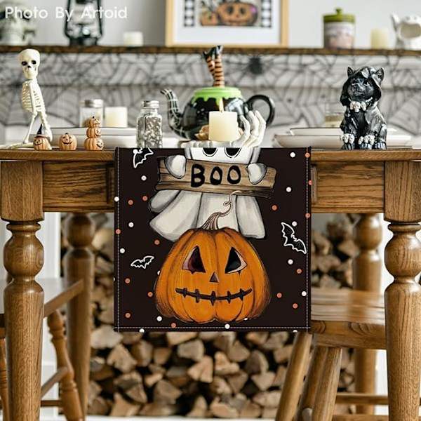 Halloween-aaveen kurpitsalininen pöytälippu pöytäravintola teelippu pöytäliina