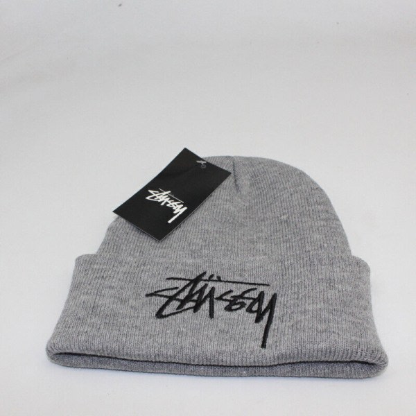 2023 Winter Stussy Basic Beanie med manchetter Nyt design Damer Mænd Grå Grå