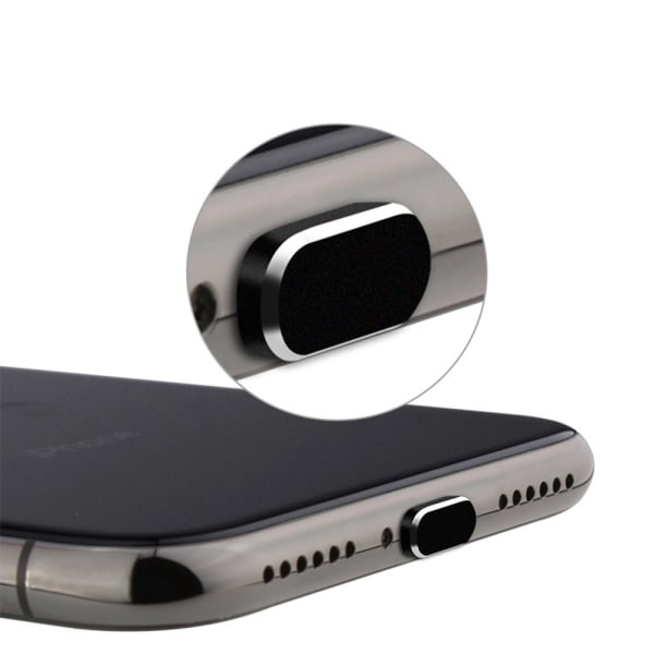 4 stk. Anti-støv plugg Iphone12 serie USB - deksel Svart 4PCS