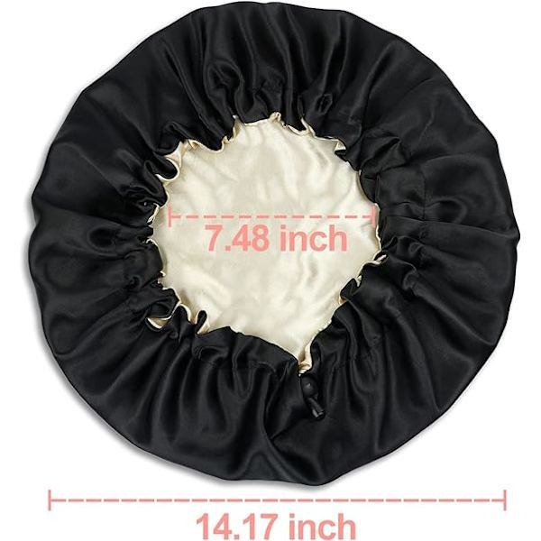 Satin Sleep Cap, Justerbar, Dobbeltsidet (Sort og Pink)