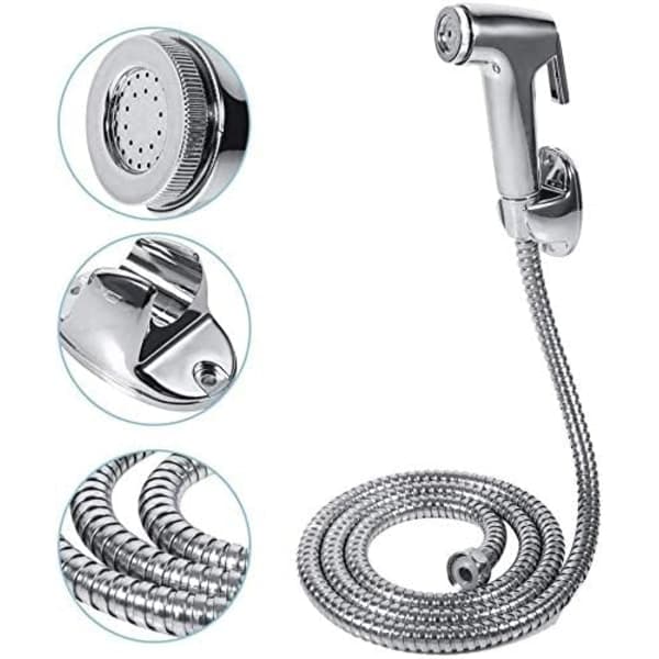 Duschset/bidéspray-set med väggfäste och 1,4 m slang/för toalett, sanitära badrumstillbehör
