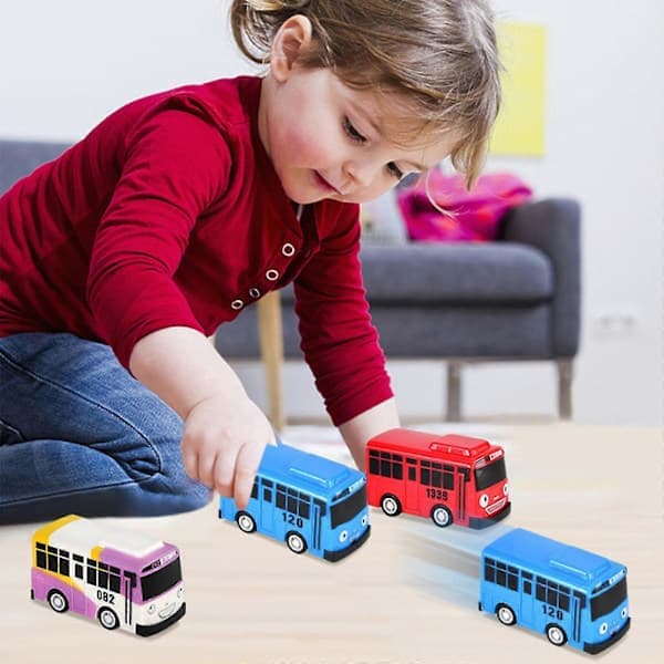 Liten buss lekesett, Mini modell pull-back bil, for jenter og gutter, barnefestgaver, barnegaver