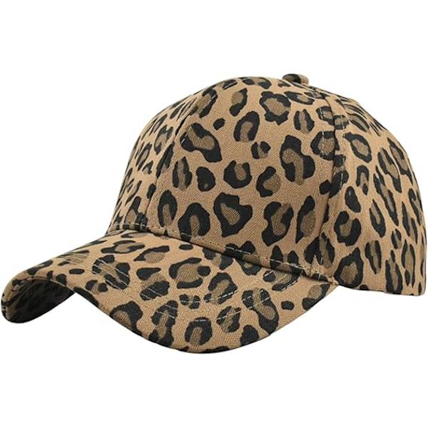 Leopardmönstrad keps i bomull med visir, unisex, baseboll, solskydd, justerbar omkrets, anti-uv, kupol, vandring, resor Coffee