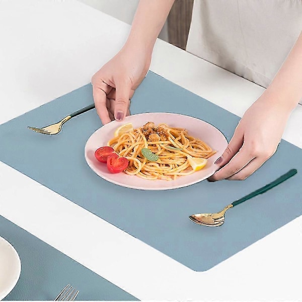 Nahkaiset pöytätabletit, liukumattomat pöytämatot, lämmönkestävät ruokapöydän sisustukseen blue
