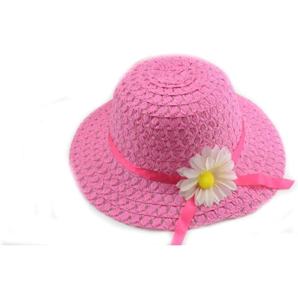 Baby Girl Straw Hats Lovely Flower Sun Hats Summer Beach Hats Straw Sun Caps for Infant Girls Toddler Beach Hat Pink