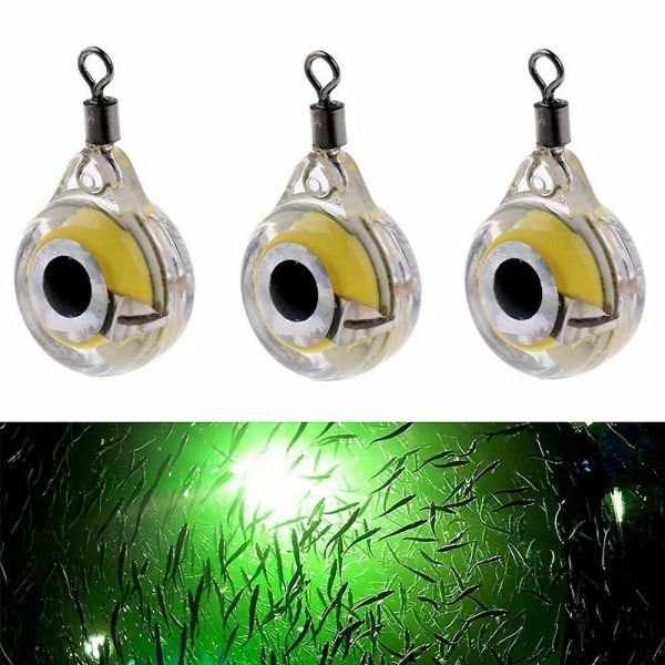 3-pakke Mini Eye Shape Undervanns Dyptvanns LED Fiskefellelys Glødende Agnelys for å tiltrekke fisk Red