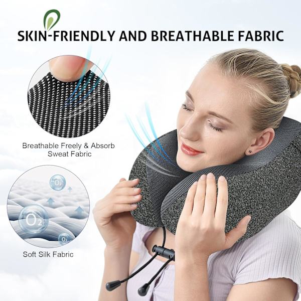 Reisepute for nakke minneskum, hette reise nakkepute for voksne, komfortabel nakkepute for reise med hettegenser Snowflake black