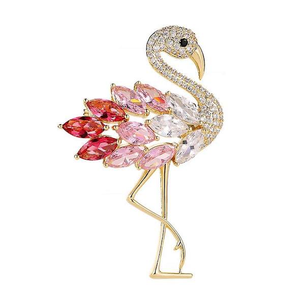 Färgglada Flamingo Broscher Diamant Broscher För Kvinnor Kristall Strass Djur Pins Färgglada Diamo