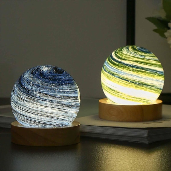 Bästa Rabatt-3d Kristallkula Måne Planet Glob Bordslampa Usb Led Nattlampa Heminredning Gåva With battery C