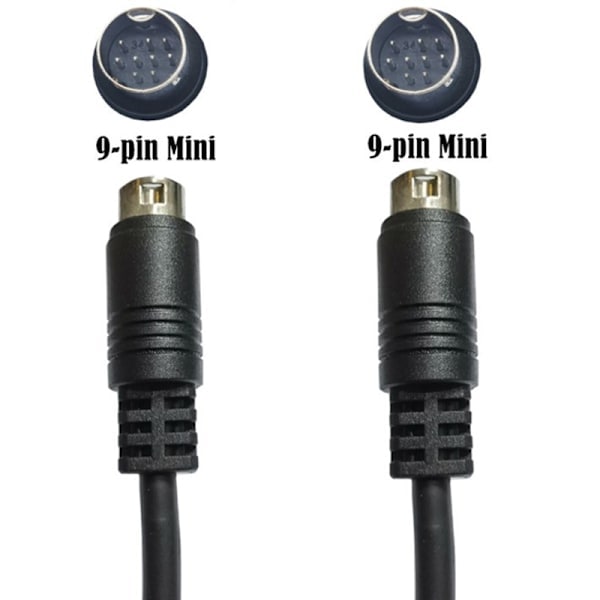 Mini Din 9-pin han til 9-pin han o Input Kabel 1m 2m 3m Kompatibel Sort 2M