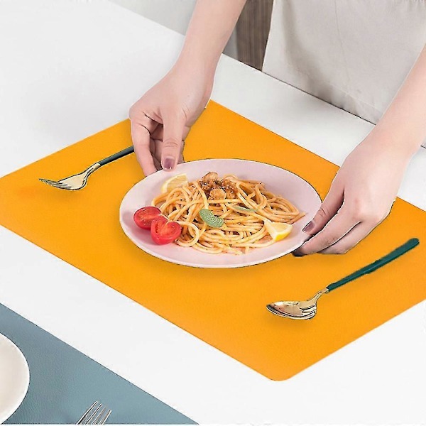 Nahkaiset pöytätabletit, liukumattomat pöytämatot, lämmönkestävät ruokapöydän sisustukseen orange