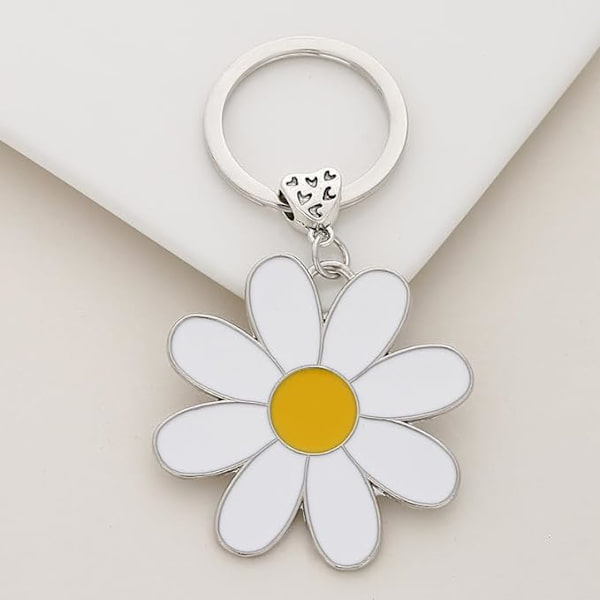 Söt nyckelring med prästkrage - blommig berlock till handväska, nycklar, metallnyckelring, present till kvinnor, blomsterälskare - accessoarer