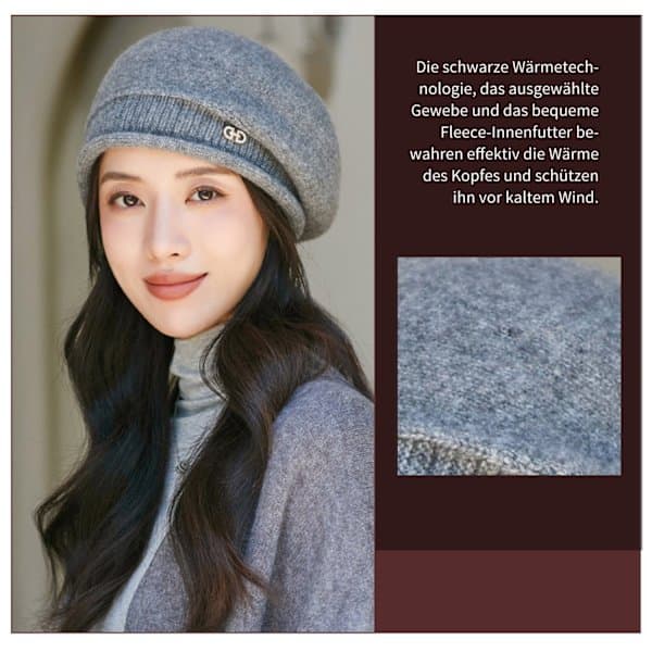 Beret ullhatt for kvinner varm beretlue