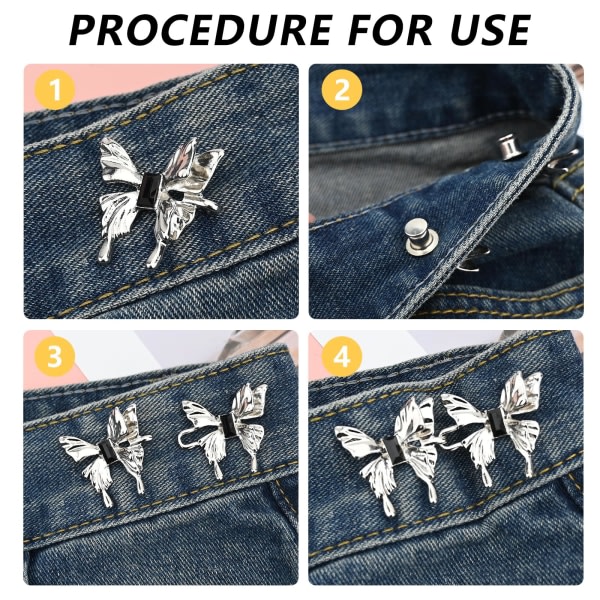 Sets Butterfly Jeans Waist Buckle, No Sewing Detachable Required Pants Buttons Pins, Jeans Waist Buckle Jeans Tighten Waist Adjustment Button