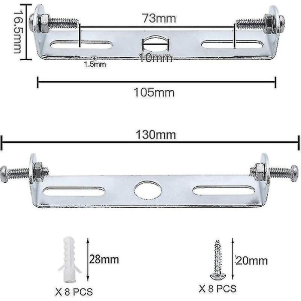 Takfestebrakett for 4 deler, 105 mm, tilbehør til pendellampe, taklysekroner, taklampe, takplate, taklampeholdere og tilbehør