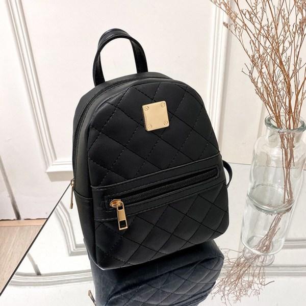 PU Läder Axel Mini Liten Ryggsäck Multifunktionell Svart H Svart black
