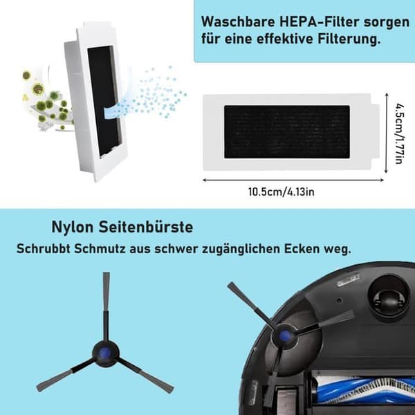 Tilbehørssæt til Ecovacs Deebot T30 Omni/T30 Pro Omni, 6 antibakterielle støvposer, 6 moppepuder, 1 [BLE255]