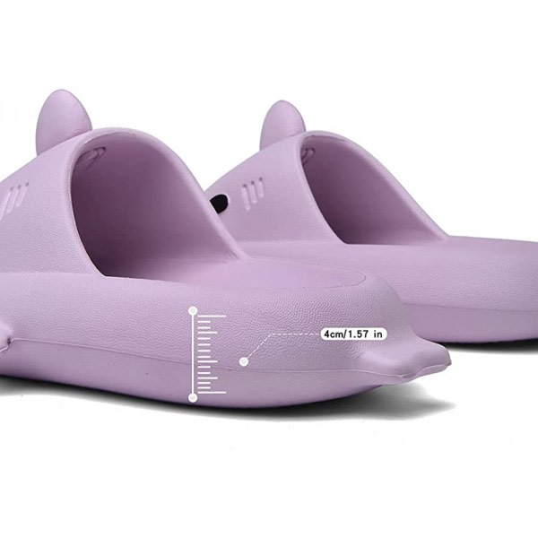 AVEKI Unisex Shark Slides Halkfria Nyhet Öppen Tå Sandaler Fashionabla Söta Inomhus Utomhus Strandtofflor Lila Storlek: 36/37