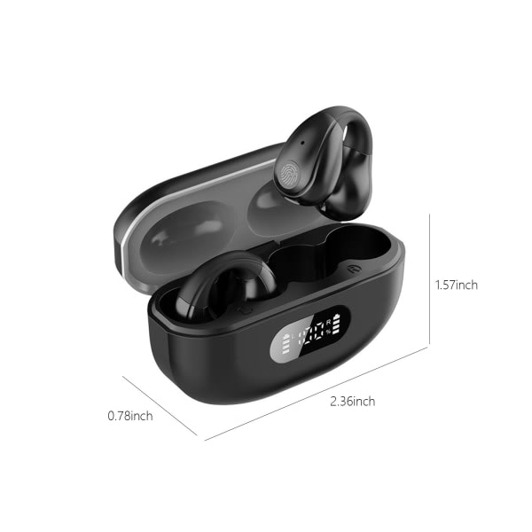 Trådløse øreklipshodetelefoner hodetelefoner 5.3 Bluetooth vanntett åpent øre for løping Sykkelkjøring Black