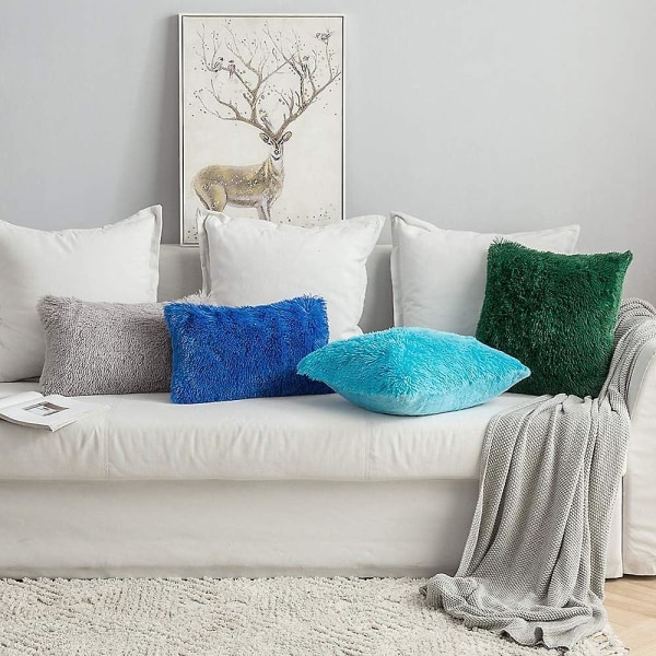 Pakke med 2, imitert pels plysj dekorative putetrekk Stripete myke putetrekk Putetrekk for sofa Sofa Soverom 43x43cm