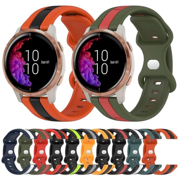 Silikoniranneke Garmin Venu -kellolle, musta-harmaa Black Grey