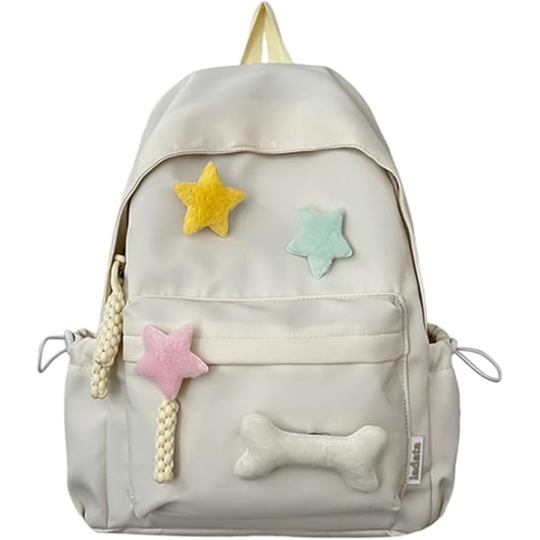 Girls backpack children's school bag, cute and beautiful campus backpack nylon solid color backpack kawaii star casual backpack