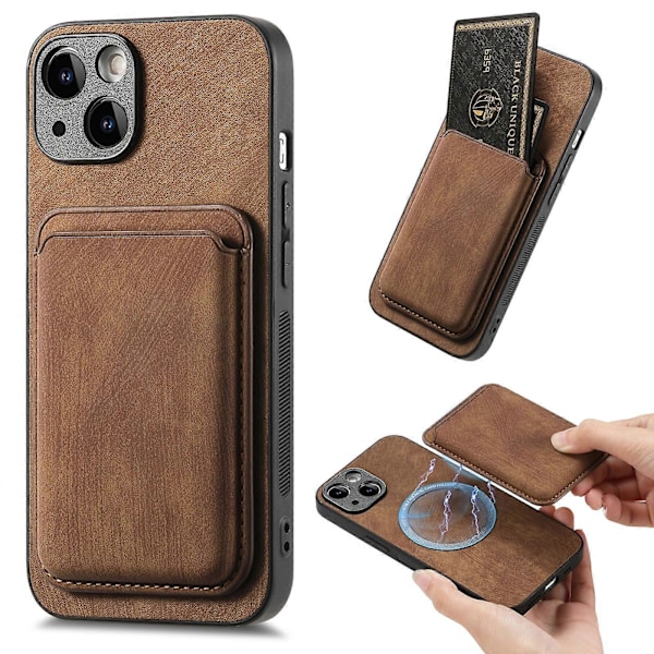 iPhone 14 Retro Nahkainen Korttitasku Magneettinen Puhelinkotelo Brown
