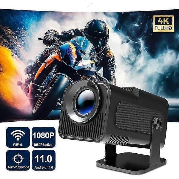 HY320 Android 11 Bærbar Projektor 4K Native 1080P Mobil Projektor Dobbel WIFI6 Bluetooth 5.0 Kino EU plug Mini