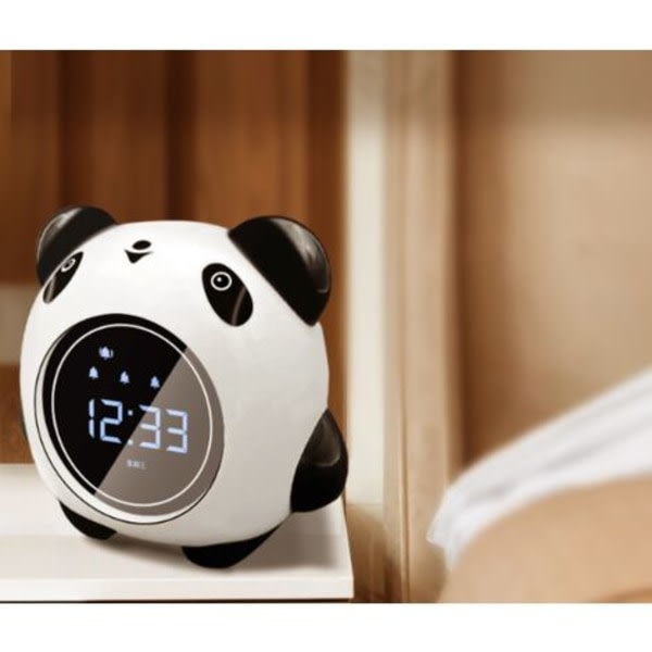 LED Panda Alarm for barn, digital vekkerklokke til barnerom med display