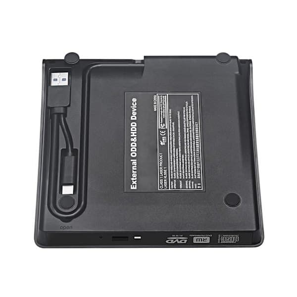 Ekstern DVD-drev USB 3.0 Bærbart CD DVD RW-drev Brænder Optisk afspiller Kompatibel med Windows 10 Bærbar stationær computer (sort)